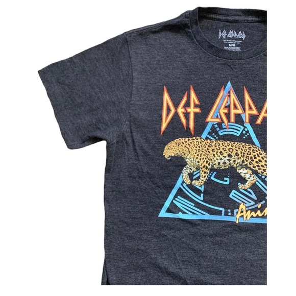 DEF LEPPARD Animal Band Graphic Tee With Cap Sleeves Charcoal Grey Size Medium - Picture 3 of 8